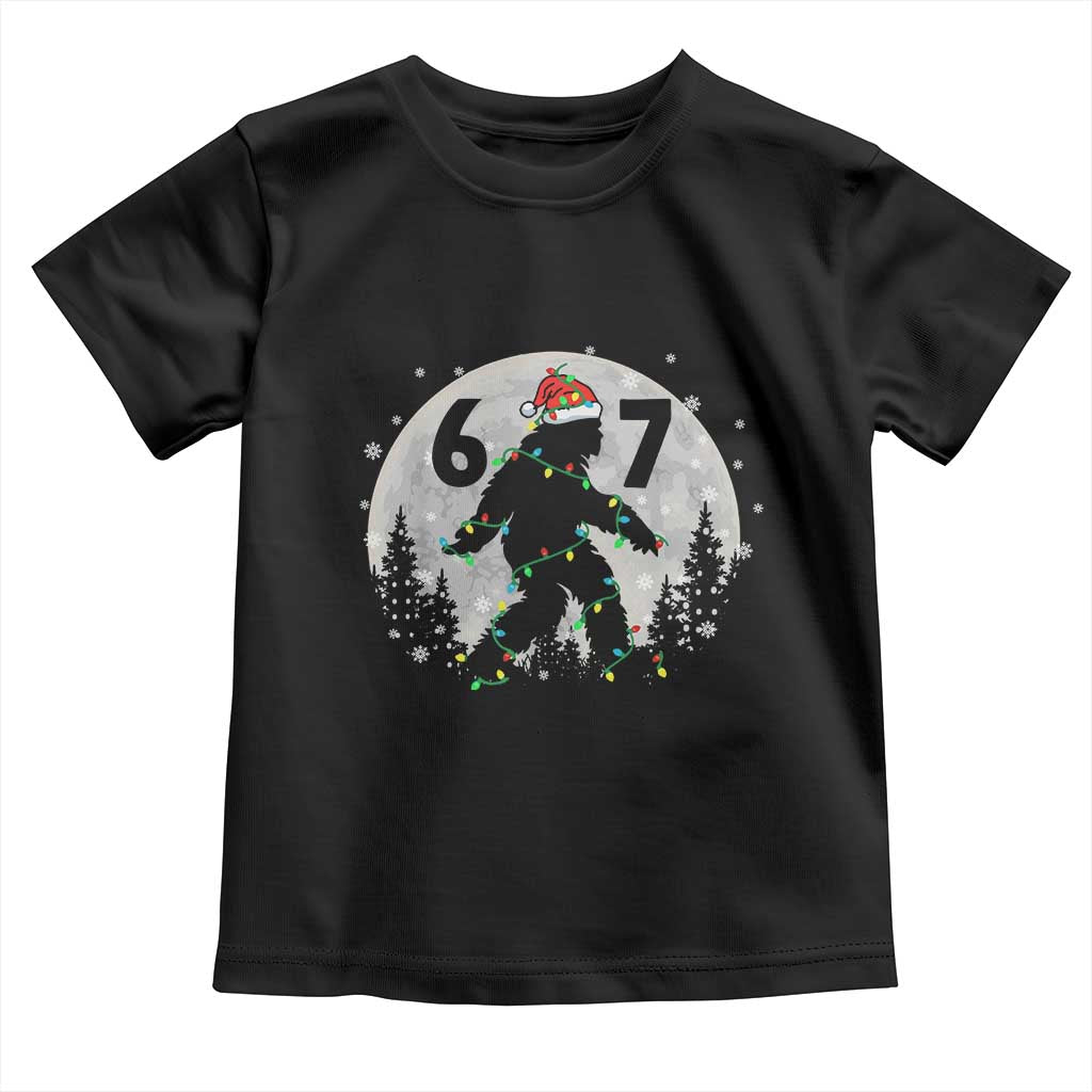 Funny Bigfoot 67 Christmas Night Stroll Moon Sasquatch Toddler T Shirt TS11 Black Print Your Wear