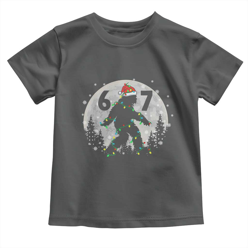 Funny Bigfoot 67 Christmas Night Stroll Moon Sasquatch Toddler T Shirt TS11 Dark Heather Print Your Wear