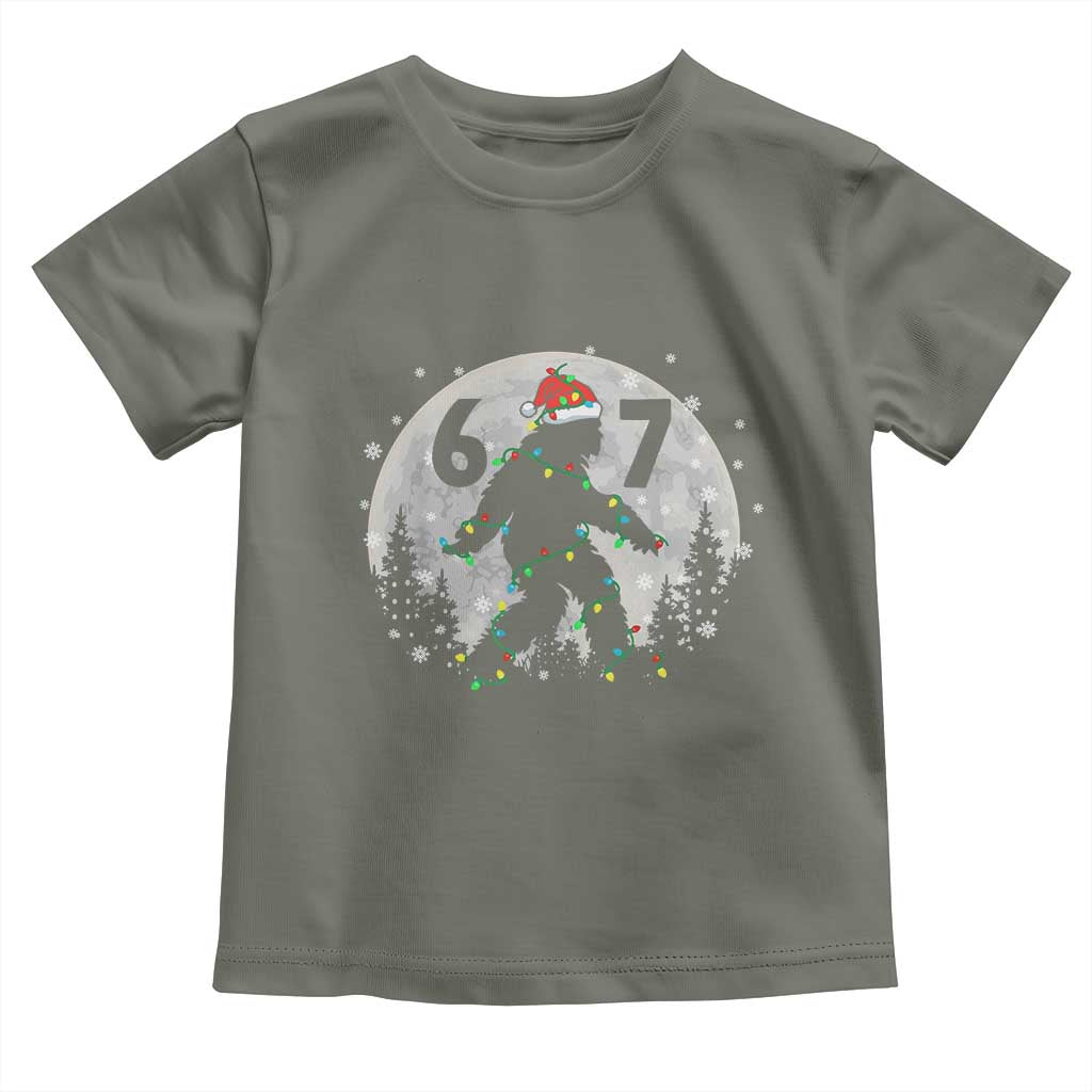 Funny Bigfoot 67 Christmas Night Stroll Moon Sasquatch Toddler T Shirt TS11 Military Green Print Your Wear
