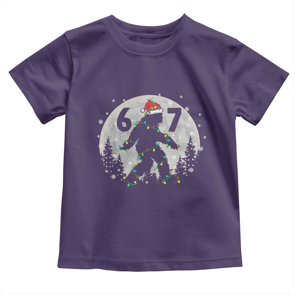 Funny Bigfoot 67 Christmas Night Stroll Moon Sasquatch Toddler T Shirt TS11 Purple Print Your Wear