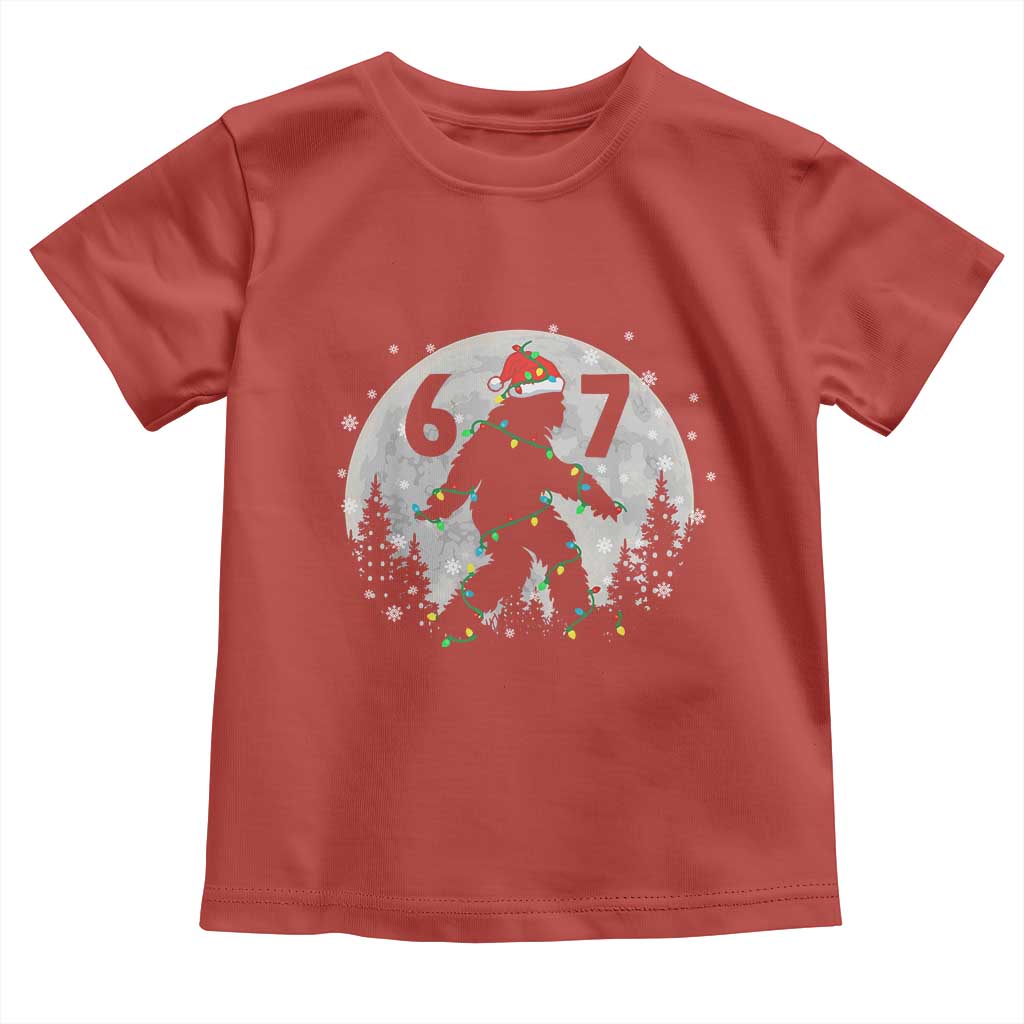 Funny Bigfoot 67 Christmas Night Stroll Moon Sasquatch Toddler T Shirt TS11 Red Print Your Wear