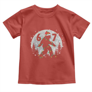 Funny Bigfoot 67 Christmas Night Stroll Moon Sasquatch Toddler T Shirt TS11 Red Print Your Wear
