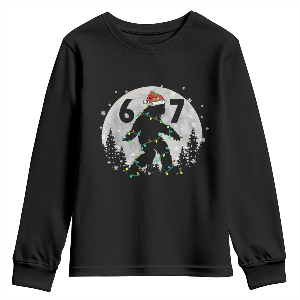 Funny Bigfoot 67 Christmas Night Stroll Moon Sasquatch Youth Sweatshirt TS11 Black Print Your Wear
