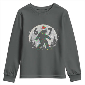 Funny Bigfoot 67 Christmas Night Stroll Moon Sasquatch Youth Sweatshirt TS11 Dark Heather Print Your Wear
