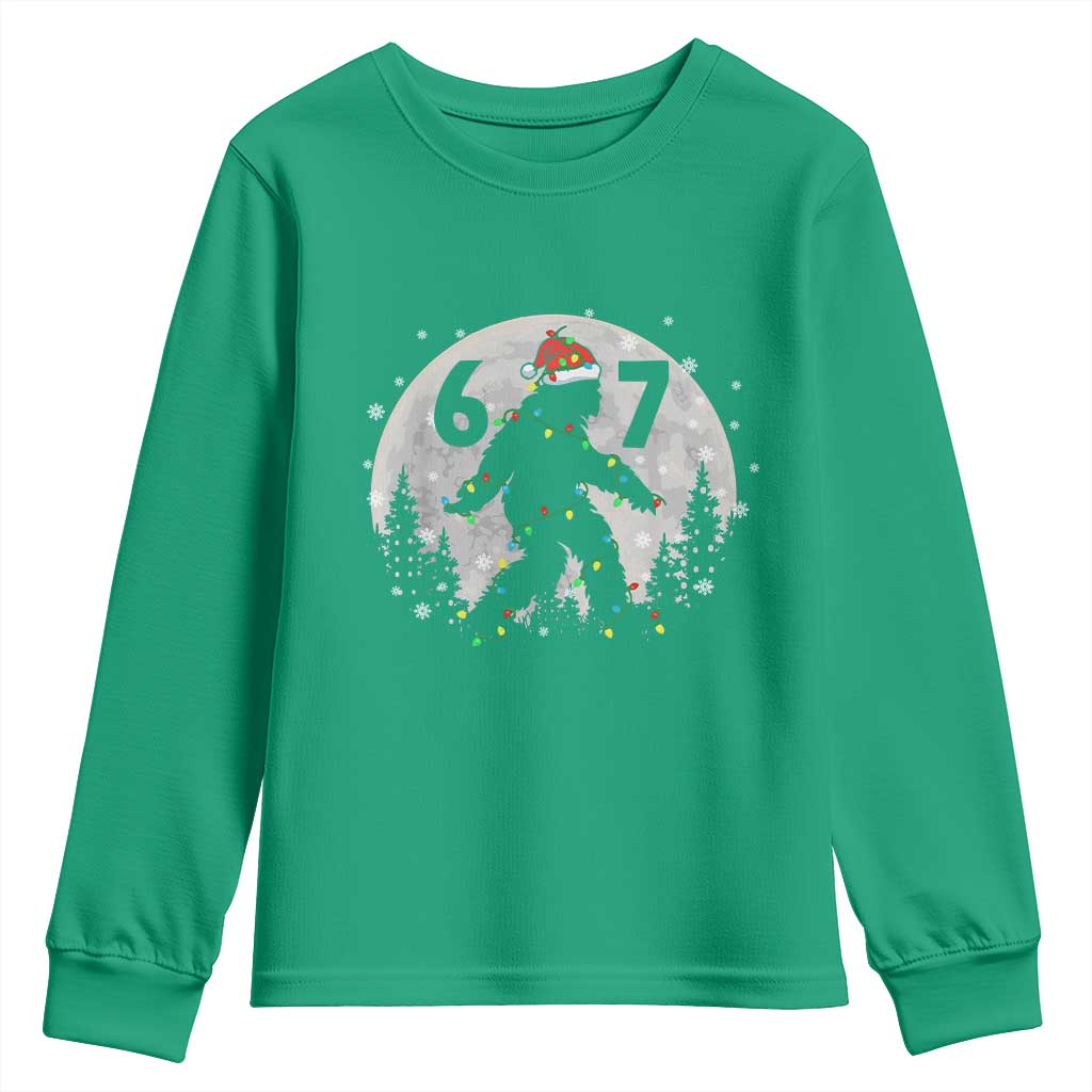 Funny Bigfoot 67 Christmas Night Stroll Moon Sasquatch Youth Sweatshirt TS11 Irish Green Print Your Wear