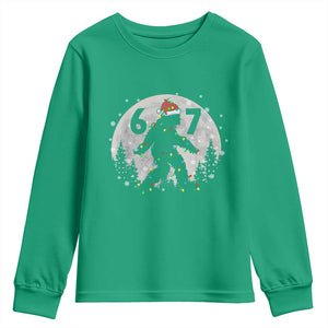 Funny Bigfoot 67 Christmas Night Stroll Moon Sasquatch Youth Sweatshirt TS11 Irish Green Print Your Wear