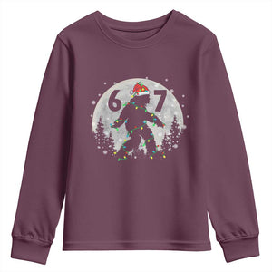 Funny Bigfoot 67 Christmas Night Stroll Moon Sasquatch Youth Sweatshirt TS11 Maroon Print Your Wear