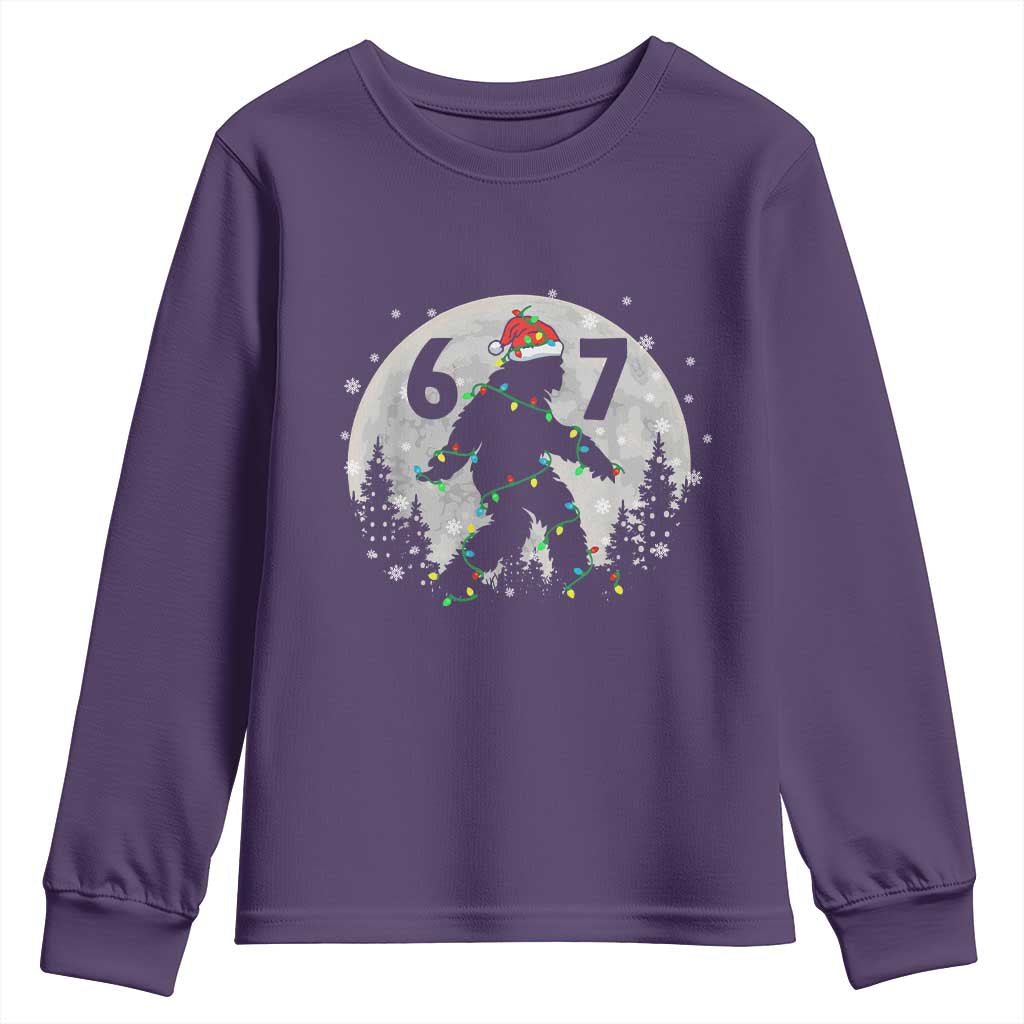 Funny Bigfoot 67 Christmas Night Stroll Moon Sasquatch Youth Sweatshirt TS11 Purple Print Your Wear