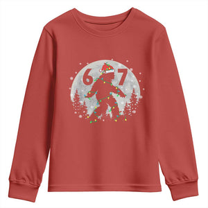 Funny Bigfoot 67 Christmas Night Stroll Moon Sasquatch Youth Sweatshirt TS11 Red Print Your Wear
