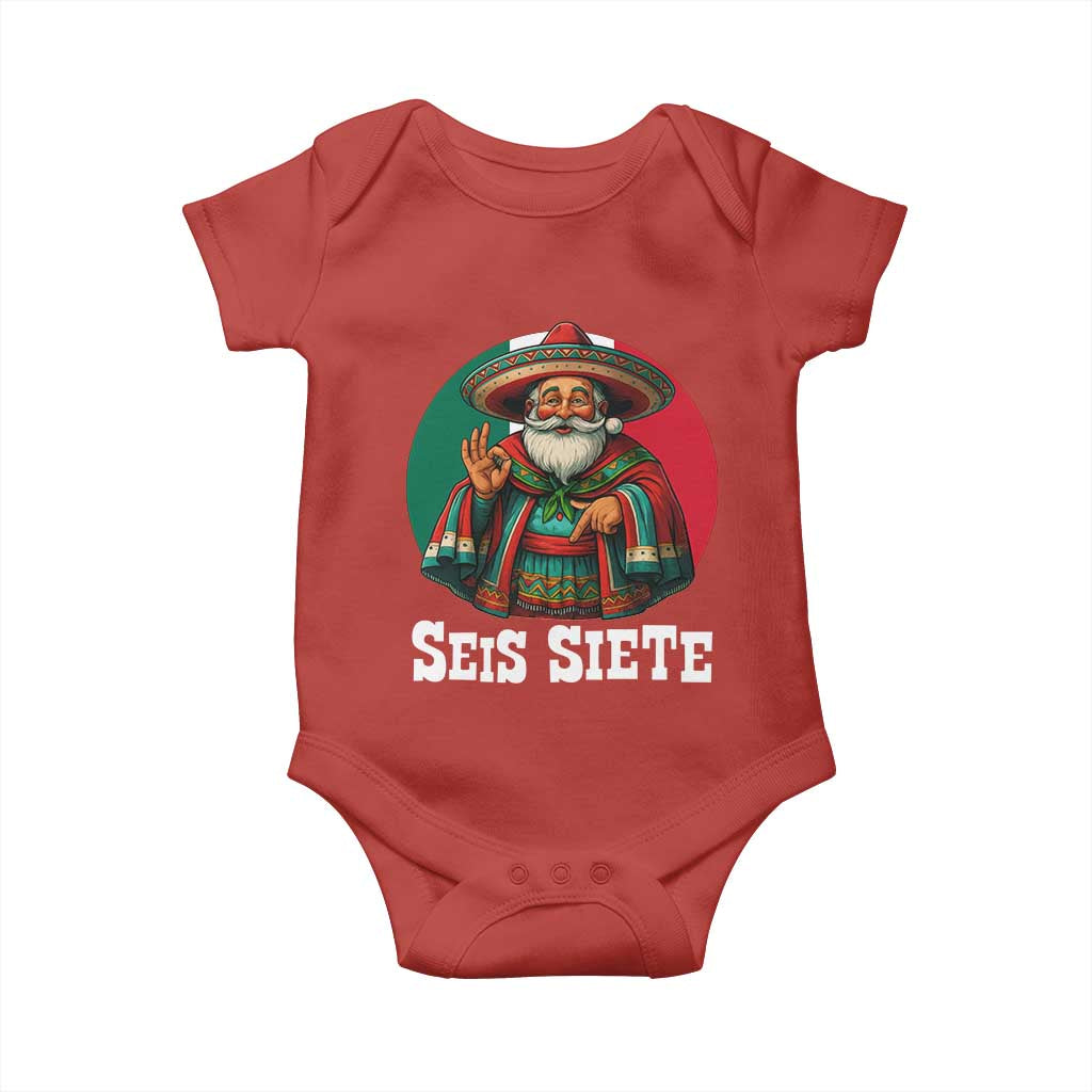 Funny Mexican Christmas 67 Baby Onesie Seis Siete Santa In Mexico TS11 Red Print Your Wear