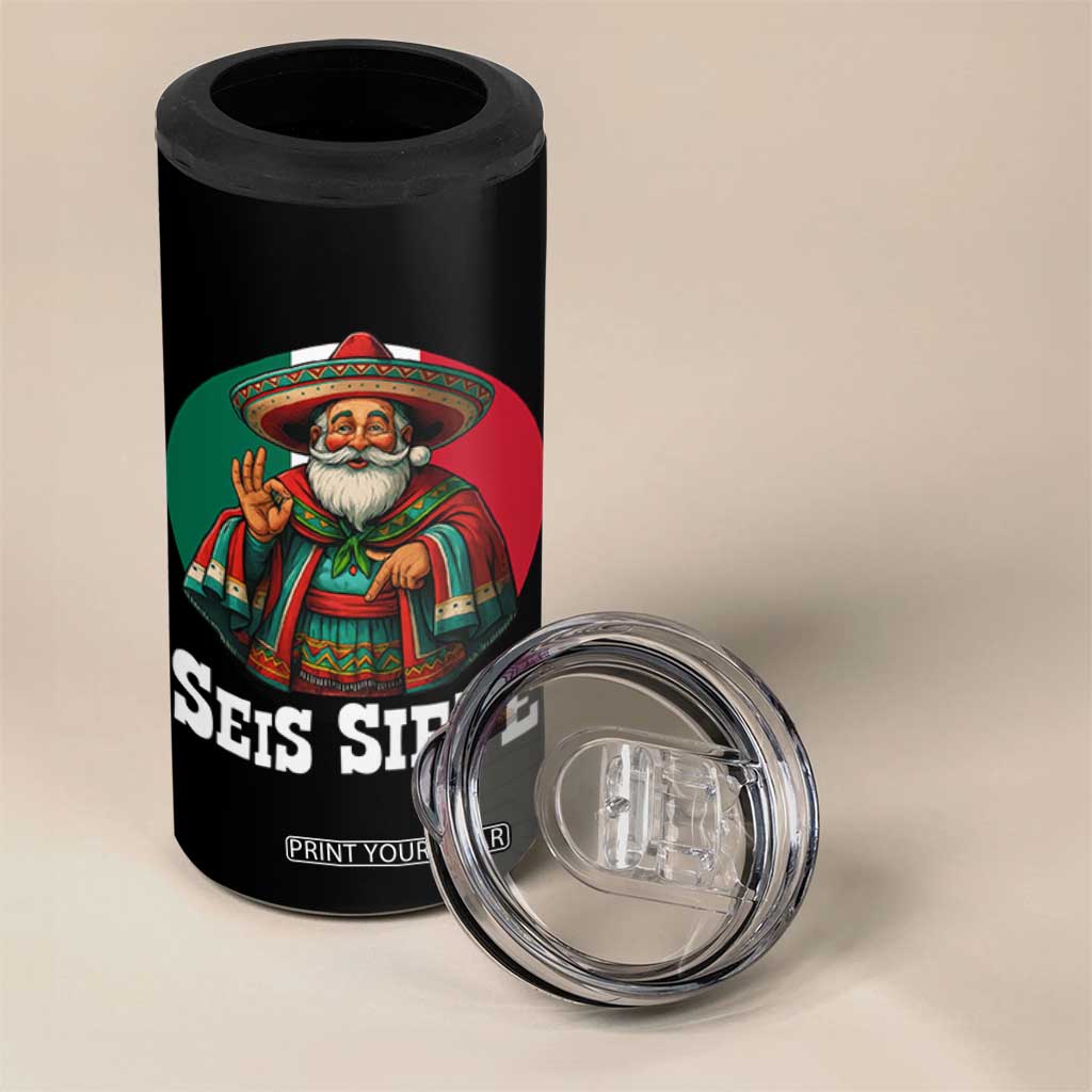Funny Mexican Christmas 67 4 in 1 Can Cooler Tumbler Seis Siete Santa In Mexico TS11 Print Your Wear