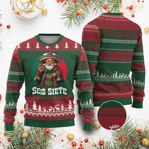 Funny Mexican Xmas 67 Ugly Christmas Sweater Seis Siete Santa In Mexico TS11 Red Green Print Your Wear