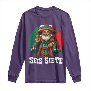 Funny Mexican Christmas 67 Long Sleeve Shirt Seis Siete Santa In Mexico TS11 Purple Print Your Wear
