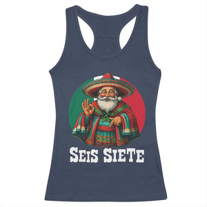 Funny Mexican Christmas 67 Racerback Tank Top Seis Siete Santa In Mexico TS11 Navy Print Your Wear