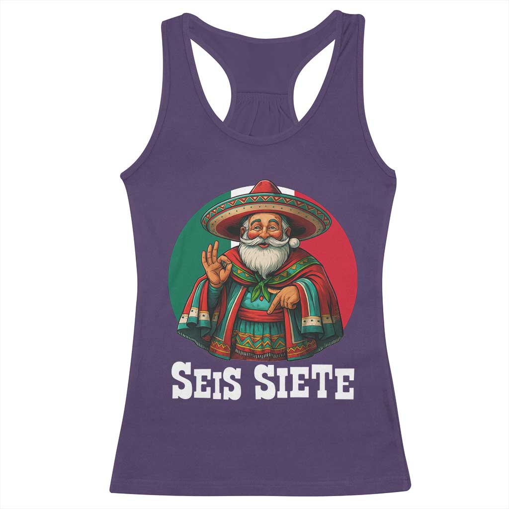Funny Mexican Christmas 67 Racerback Tank Top Seis Siete Santa In Mexico TS11 Purple Print Your Wear