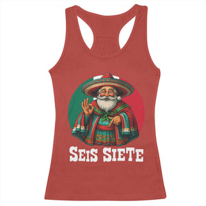 Funny Mexican Christmas 67 Racerback Tank Top Seis Siete Santa In Mexico TS11 Red Print Your Wear