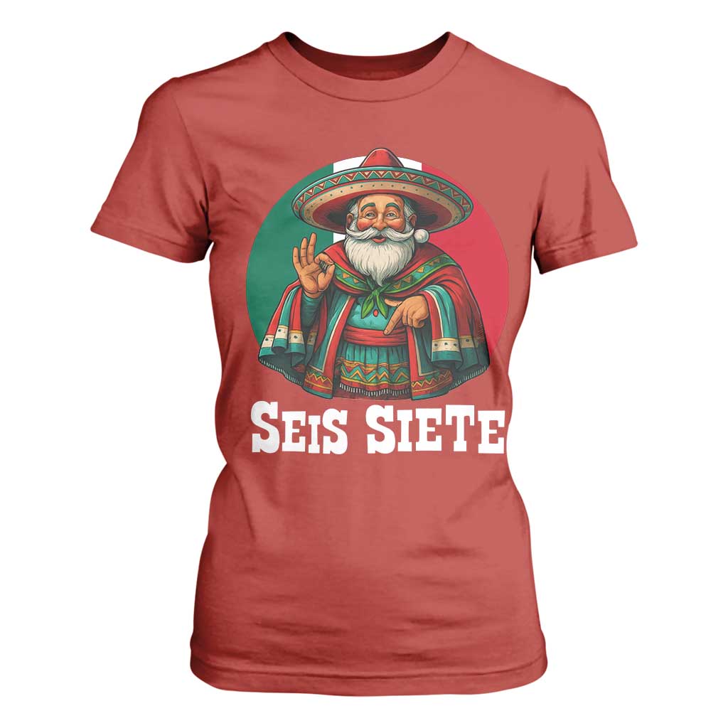 Funny Mexican Christmas 67 T Shirt For Women Seis Siete Santa In Mexico TS11 Red Print Your Wear