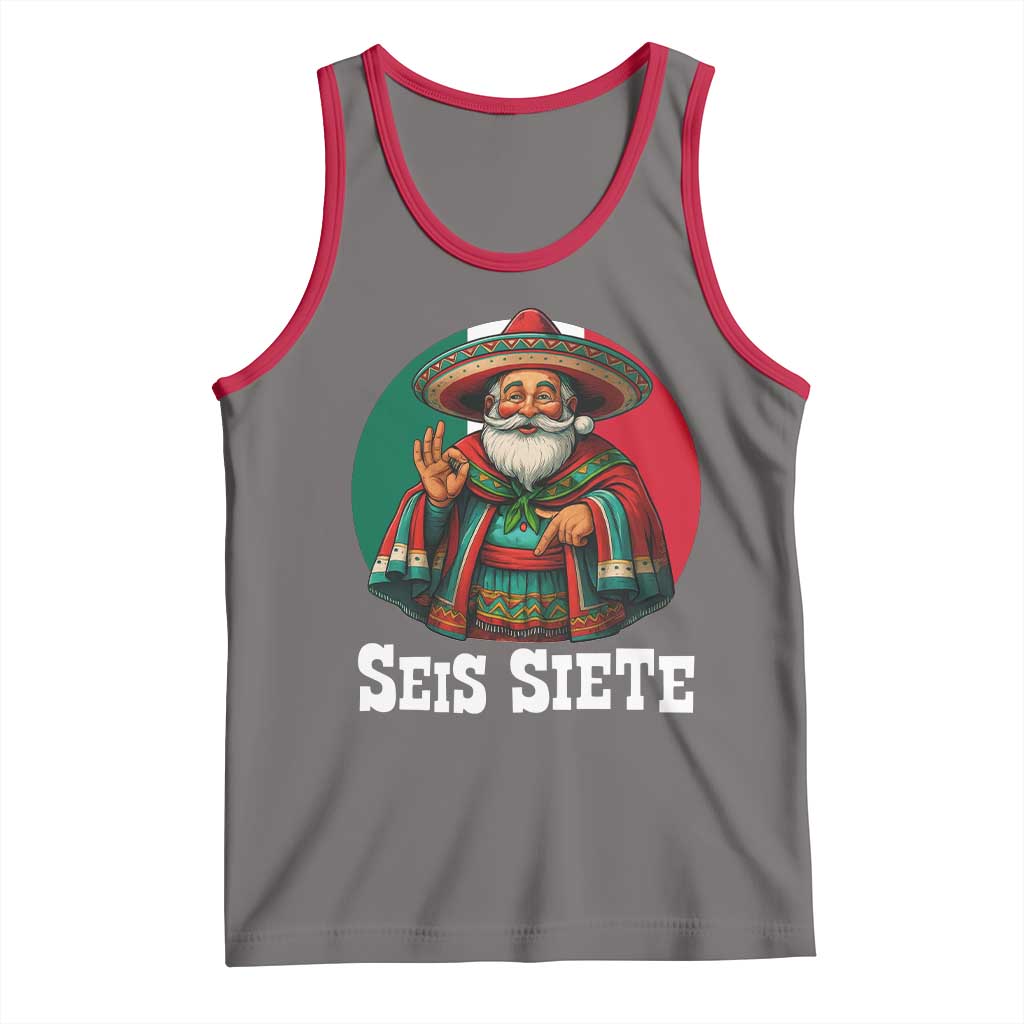 Funny Mexican Christmas 67 Tank Top Seis Siete Santa In Mexico TS11 Deep Heather Red Print Your Wear