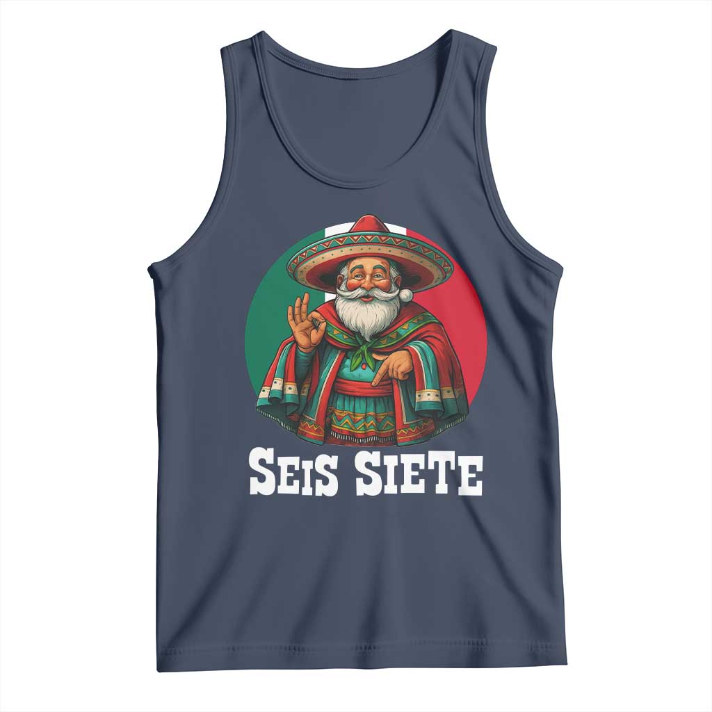 Funny Mexican Christmas 67 Tank Top Seis Siete Santa In Mexico TS11 Navy Print Your Wear