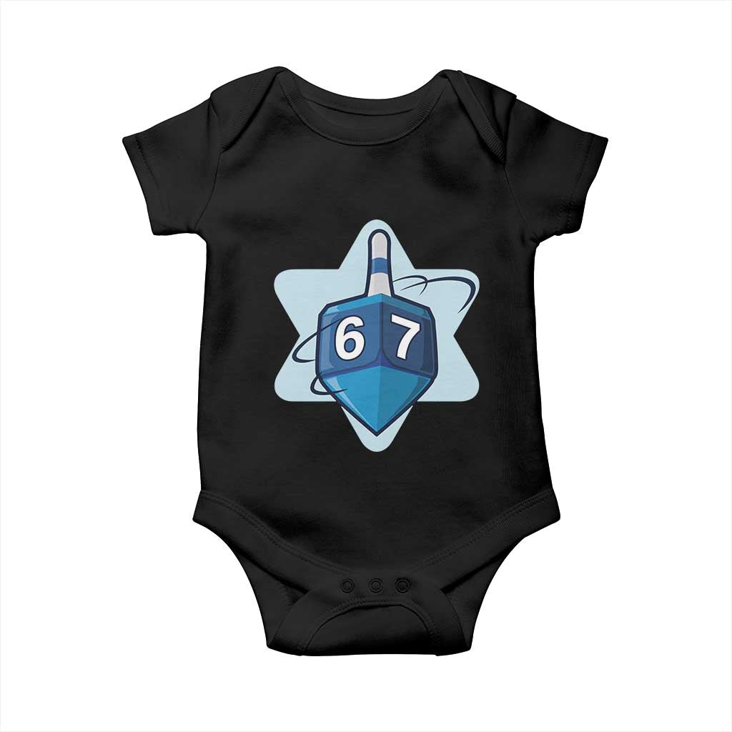 Funny Hanukkah 67 Baby Onesie Six Seven Meme Dreidel Star Of David TS11 Black Print Your Wear