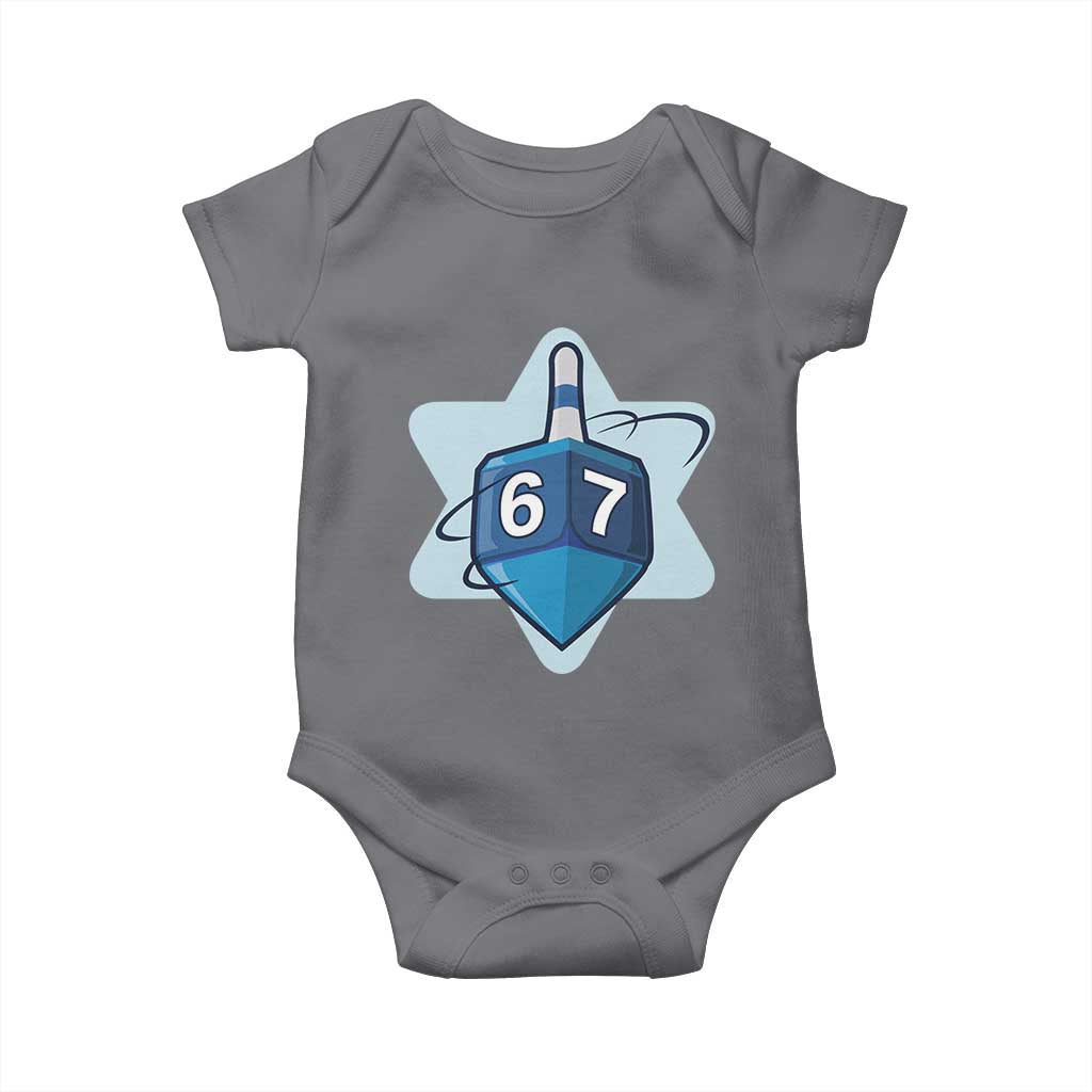 Funny Hanukkah 67 Baby Onesie Six Seven Meme Dreidel Star Of David TS11 Charcoal Print Your Wear