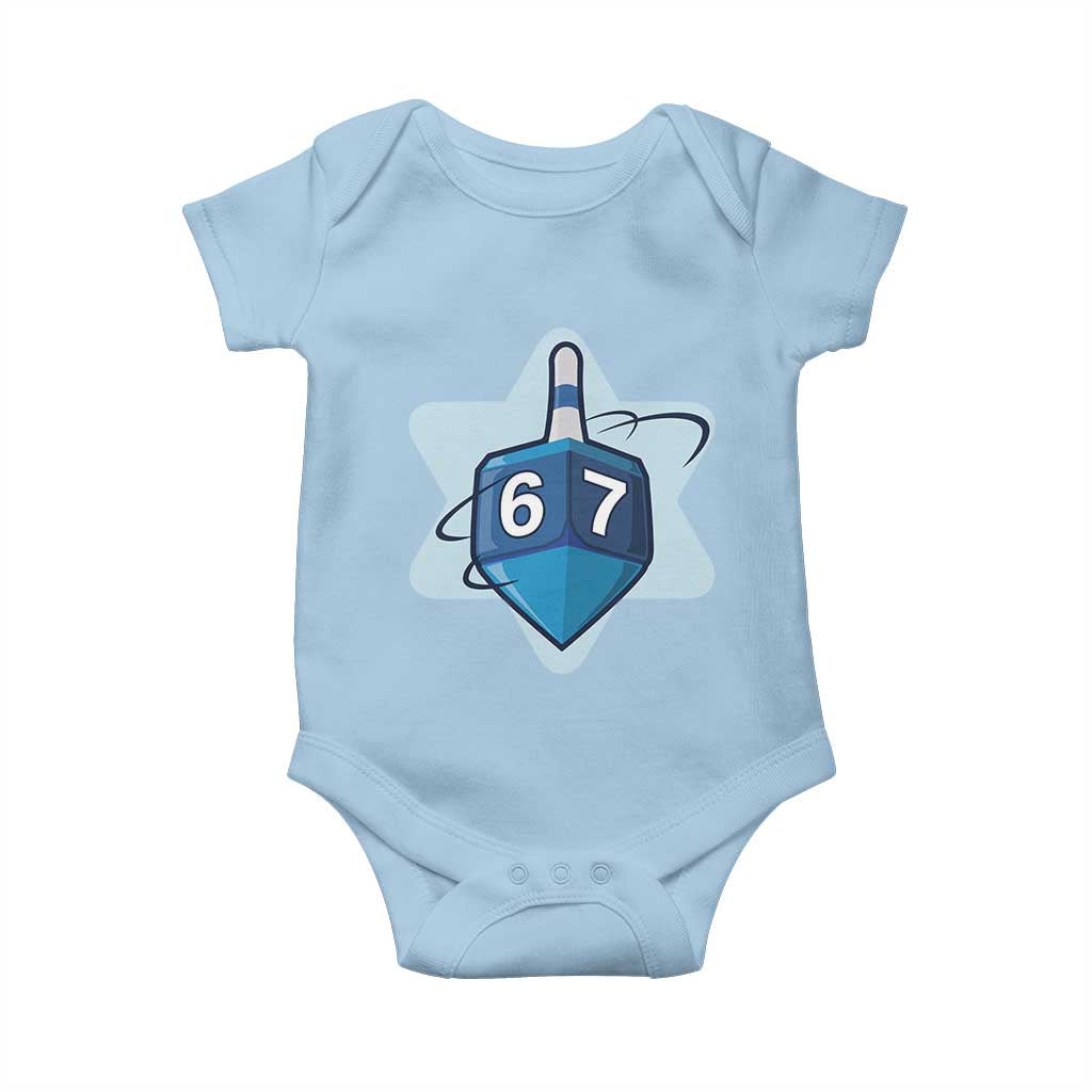 Funny Hanukkah 67 Baby Onesie Six Seven Meme Dreidel Star Of David TS11 Light Blue Print Your Wear
