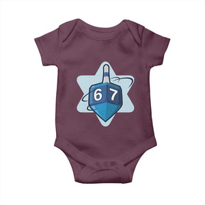 Funny Hanukkah 67 Baby Onesie Six Seven Meme Dreidel Star Of David TS11 Maroon Print Your Wear