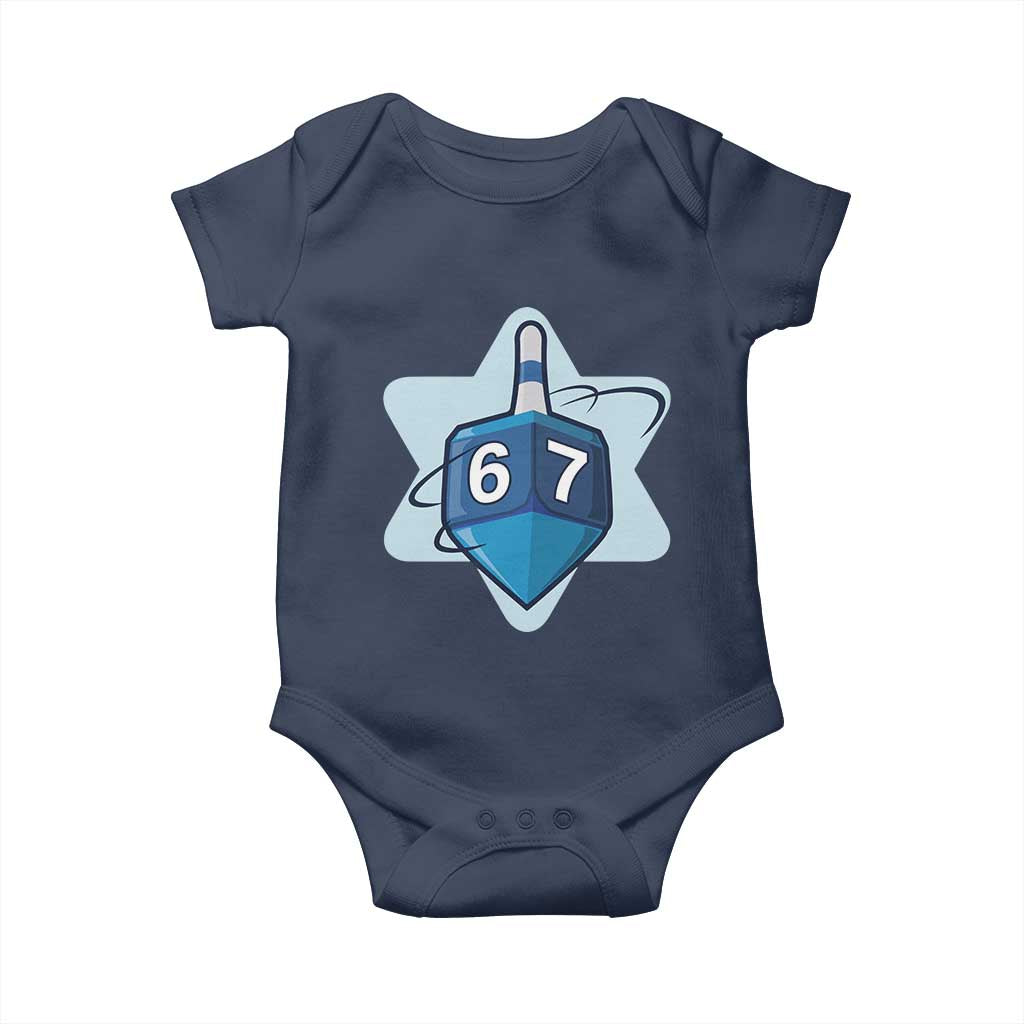 Funny Hanukkah 67 Baby Onesie Six Seven Meme Dreidel Star Of David TS11 Navy Print Your Wear