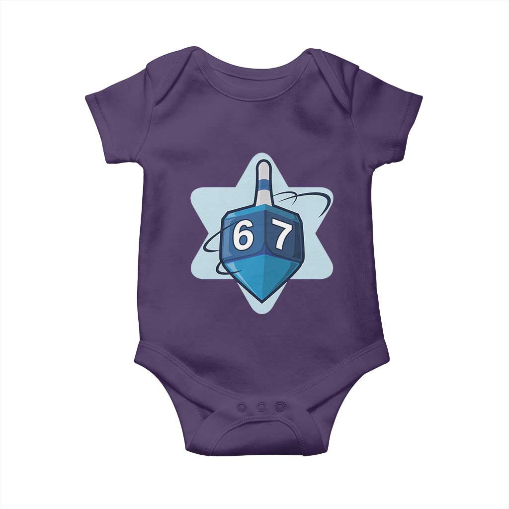 Funny Hanukkah 67 Baby Onesie Six Seven Meme Dreidel Star Of David TS11 Purple Print Your Wear