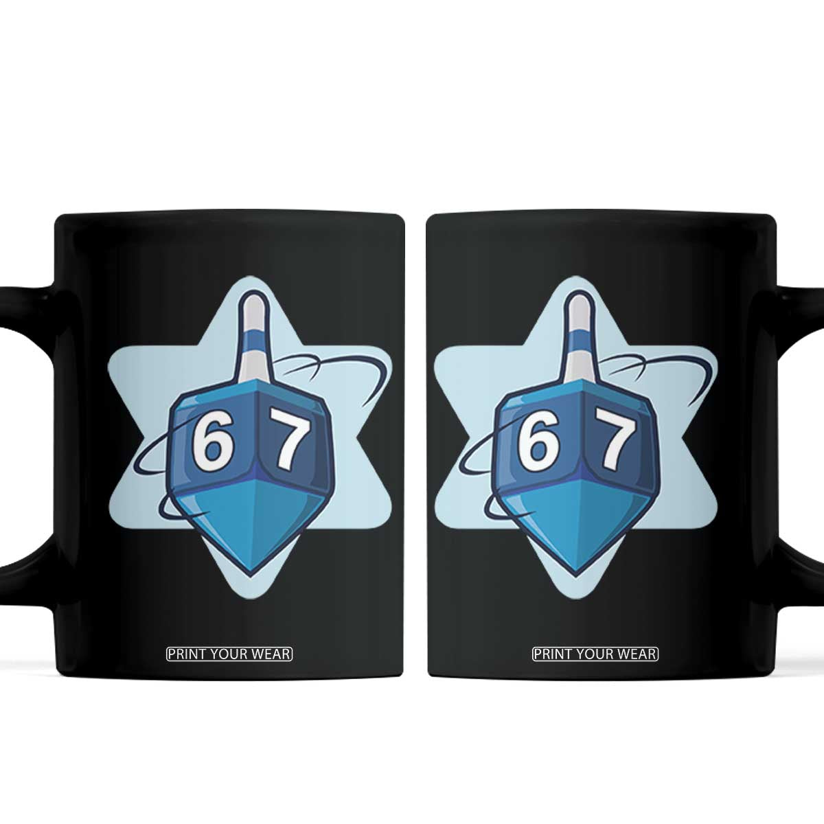 Funny Hanukkah 67 Coffee Mug Six Seven Meme Dreidel Star Of David TS11 Black Print Your Wear