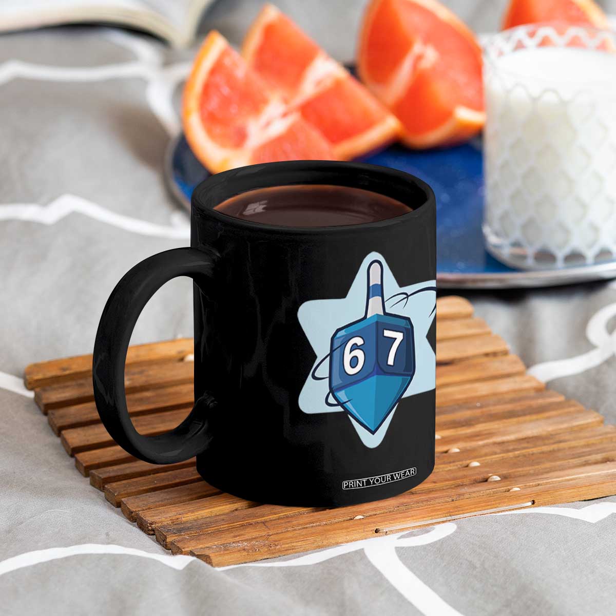 Funny Hanukkah 67 Coffee Mug Six Seven Meme Dreidel Star Of David TS11 Print Your Wear