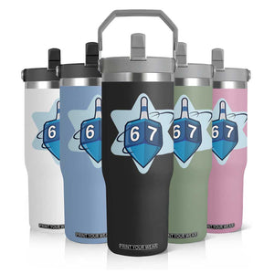 Funny Hanukkah 67 Flip Straw Tumbler Six Seven Meme Dreidel Star Of David TS11 Print Your Wear