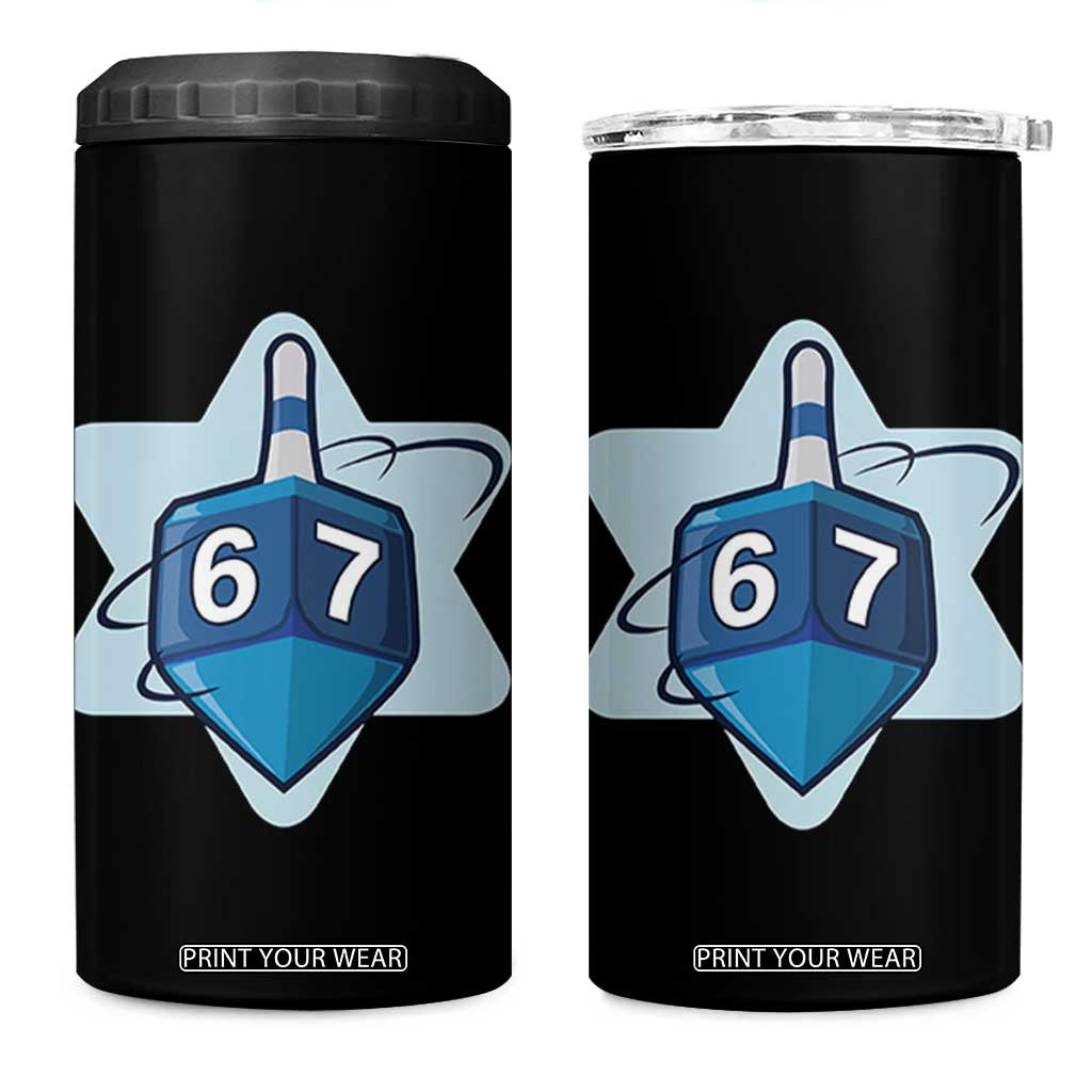 Funny Hanukkah 67 4 in 1 Can Cooler Tumbler Six Seven Meme Dreidel Star Of David TS11 One Size: 16 oz Black Print Your Wear