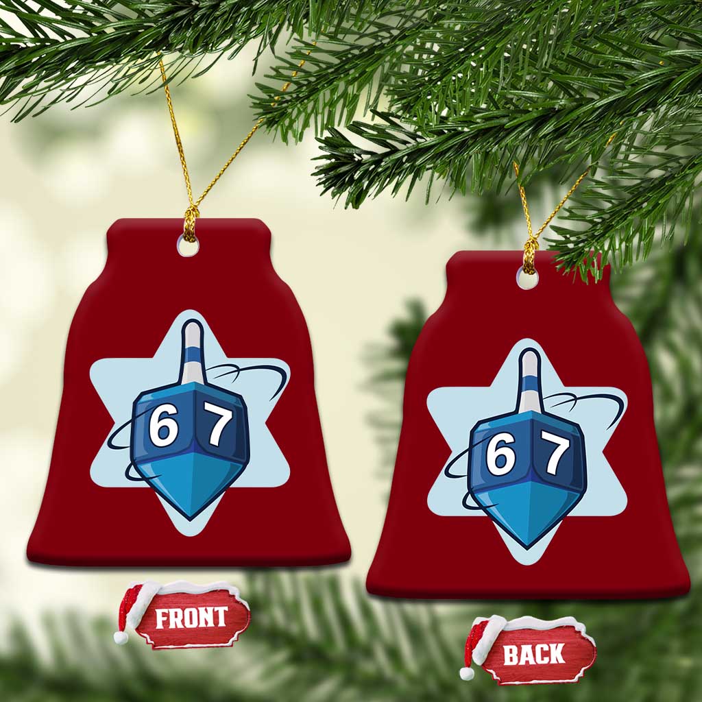 Funny Hanukkah 67 Ceramic Ornament Six Seven Meme Dreidel Star Of David TS11 Print Your Wear