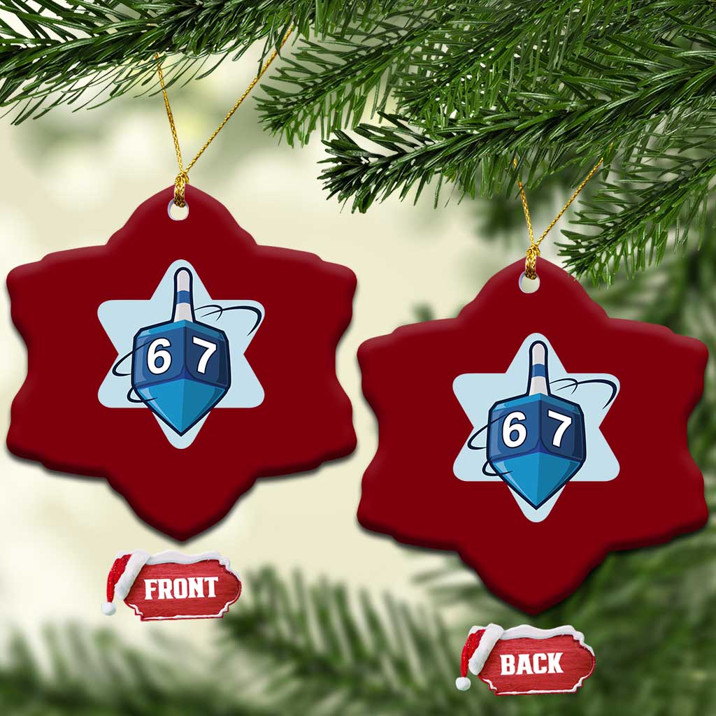 Funny Hanukkah 67 Ceramic Ornament Six Seven Meme Dreidel Star Of David TS11 Print Your Wear