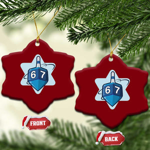 Funny Hanukkah 67 Ceramic Ornament Six Seven Meme Dreidel Star Of David TS11 Print Your Wear