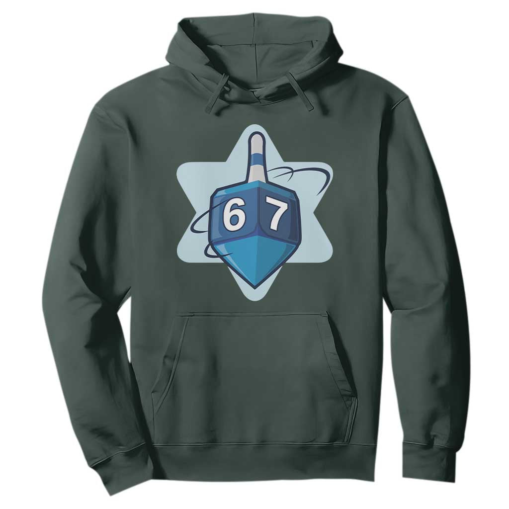 Funny Hanukkah 67 Hoodie Six Seven Meme Dreidel Star Of David TS11 Dark Forest Green Print Your Wear