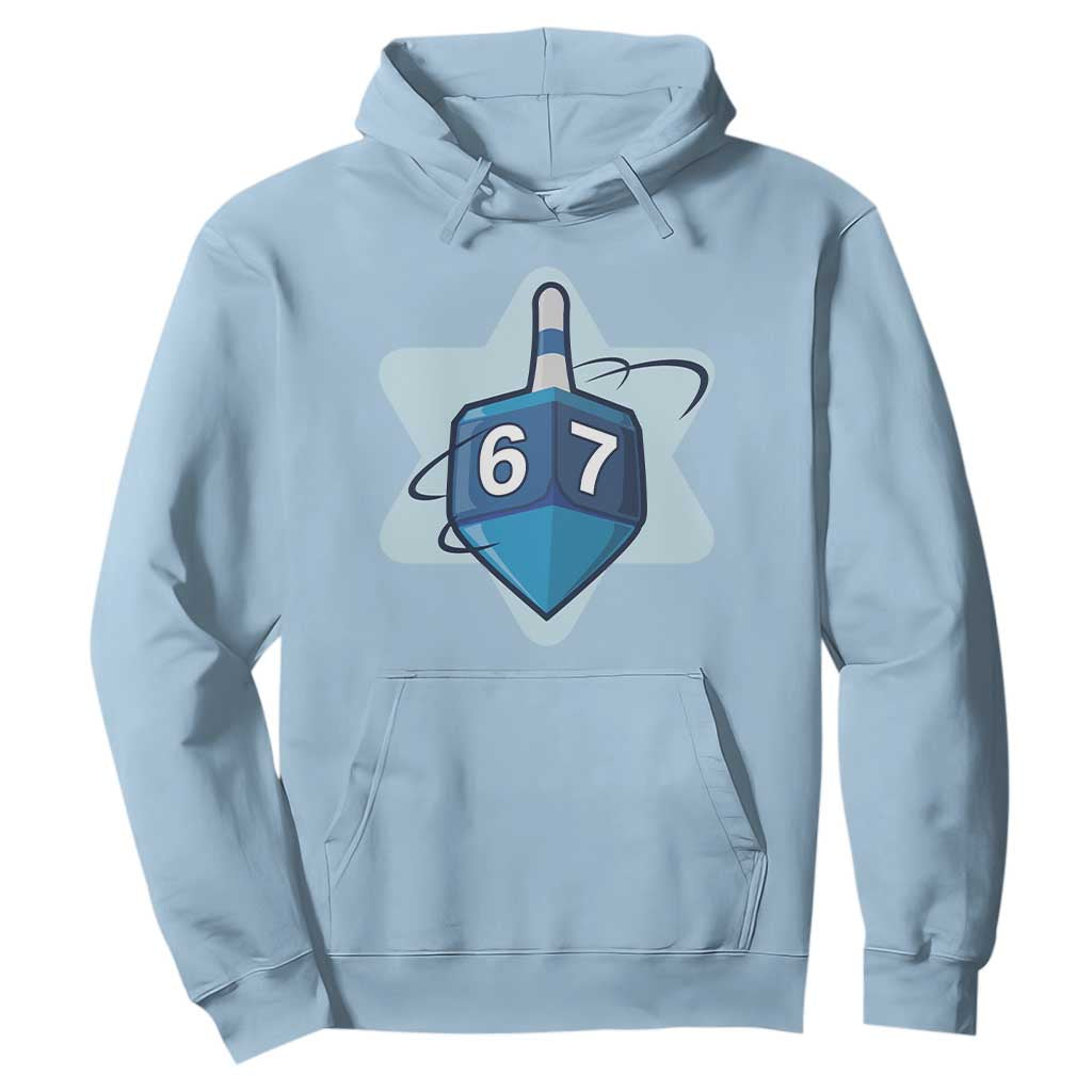 Funny Hanukkah 67 Hoodie Six Seven Meme Dreidel Star Of David TS11 Light Blue Print Your Wear