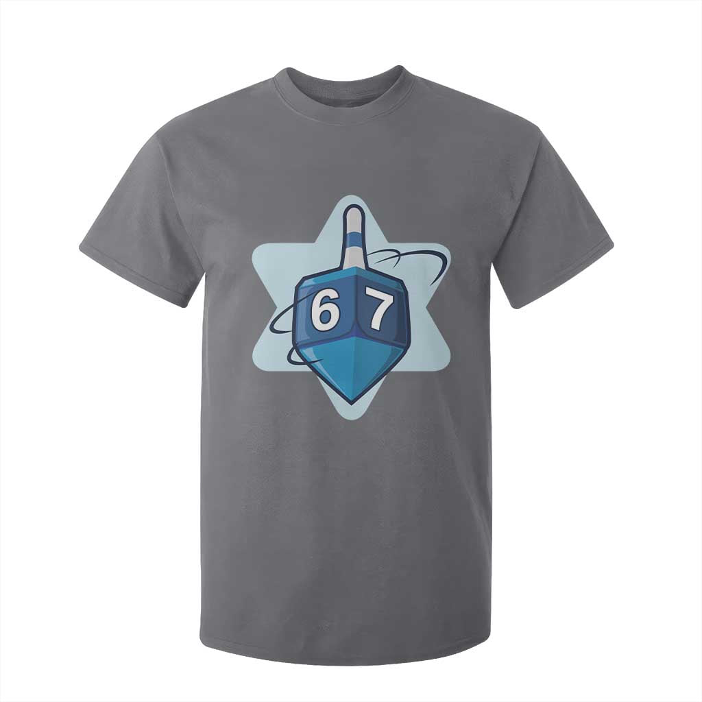 Funny Hanukkah 67 T Shirt For Kid Six Seven Meme Dreidel Star Of David TS11 Charcoal Print Your Wear