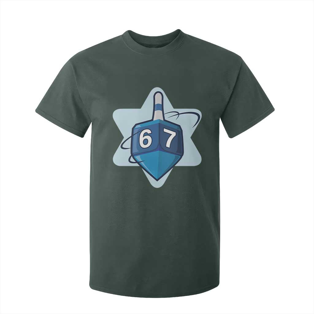 Funny Hanukkah 67 T Shirt For Kid Six Seven Meme Dreidel Star Of David TS11 Dark Forest Green Print Your Wear