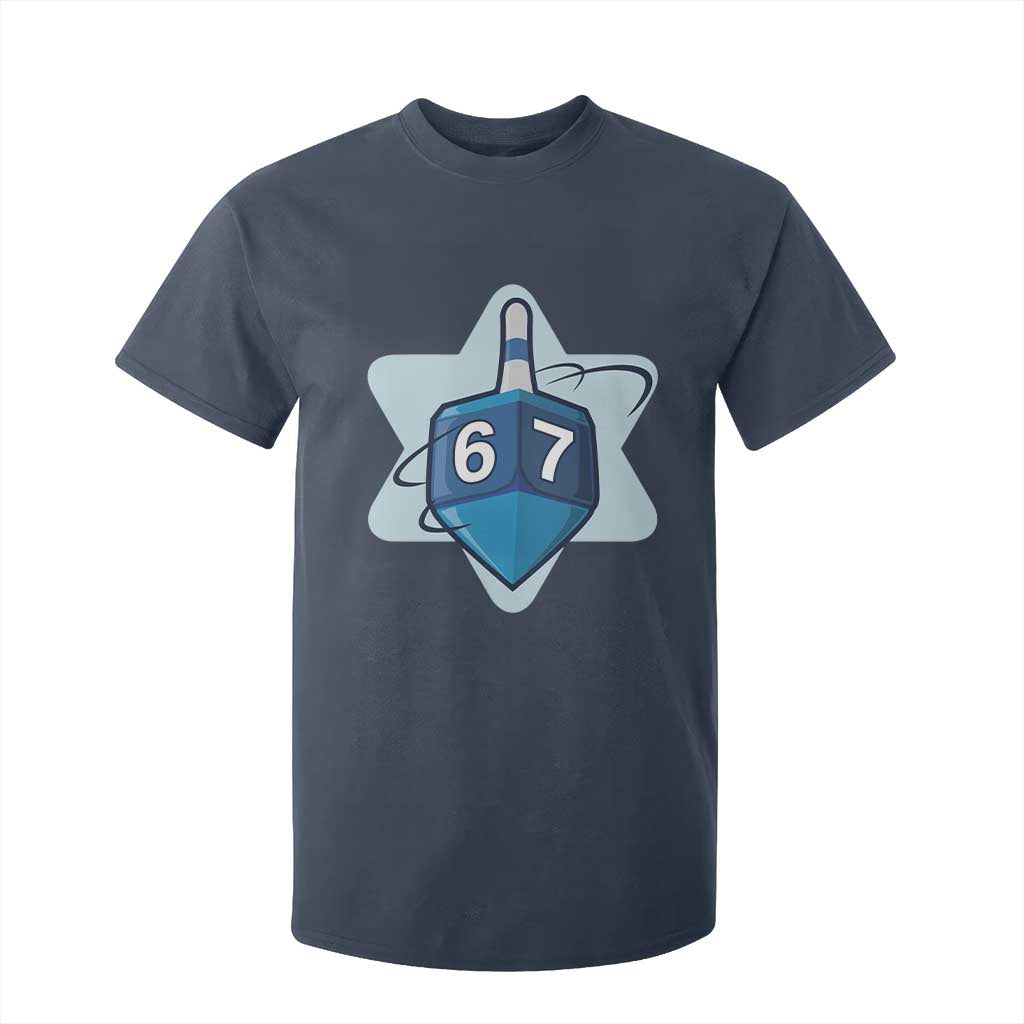 Funny Hanukkah 67 T Shirt For Kid Six Seven Meme Dreidel Star Of David TS11 Navy Print Your Wear