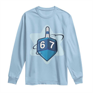 Funny Hanukkah 67 Long Sleeve Shirt Six Seven Meme Dreidel Star Of David TS11 Light Blue Print Your Wear