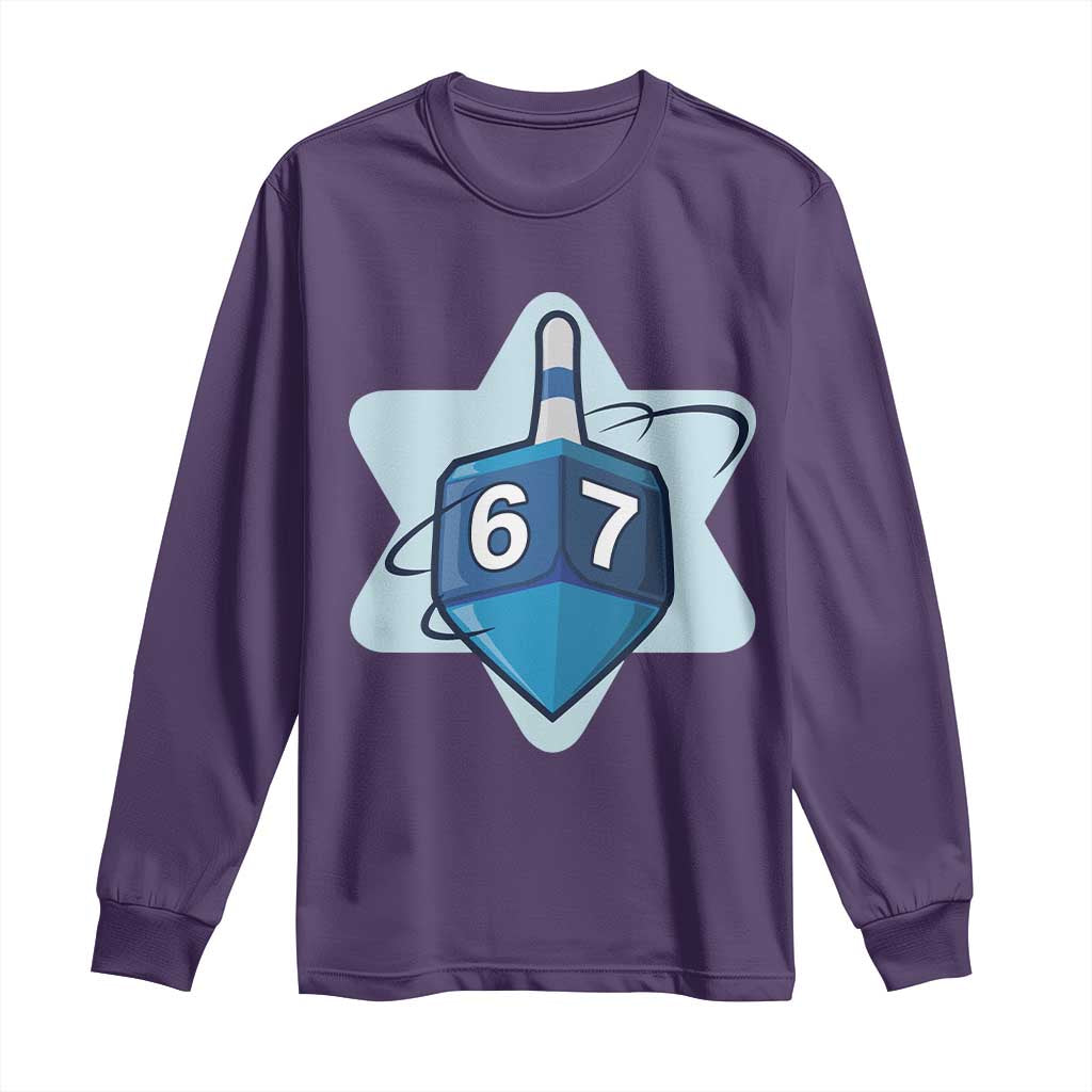 Funny Hanukkah 67 Long Sleeve Shirt Six Seven Meme Dreidel Star Of David TS11 Purple Print Your Wear