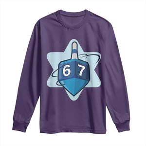 Funny Hanukkah 67 Long Sleeve Shirt Six Seven Meme Dreidel Star Of David TS11 Purple Print Your Wear