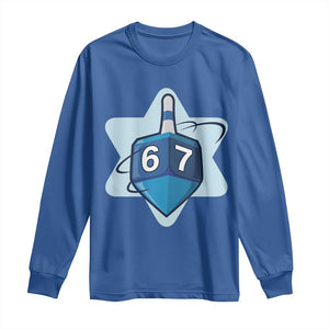 Funny Hanukkah 67 Long Sleeve Shirt Six Seven Meme Dreidel Star Of David TS11 Royal Blue Print Your Wear
