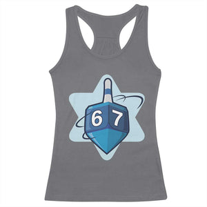 Funny Hanukkah 67 Racerback Tank Top Six Seven Meme Dreidel Star Of David TS11 Charcoal Print Your Wear