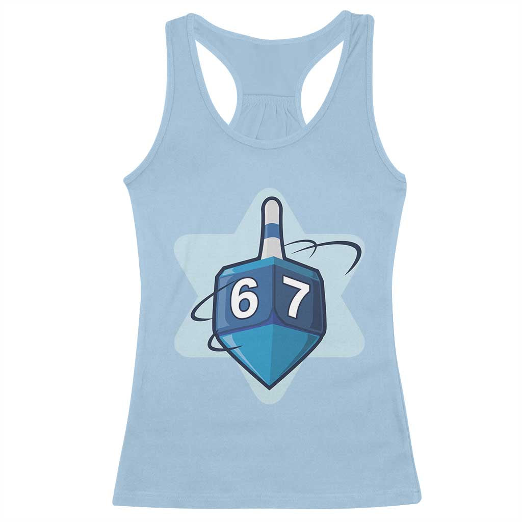 Funny Hanukkah 67 Racerback Tank Top Six Seven Meme Dreidel Star Of David TS11 Light Blue Print Your Wear