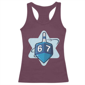 Funny Hanukkah 67 Racerback Tank Top Six Seven Meme Dreidel Star Of David TS11 Maroon Print Your Wear