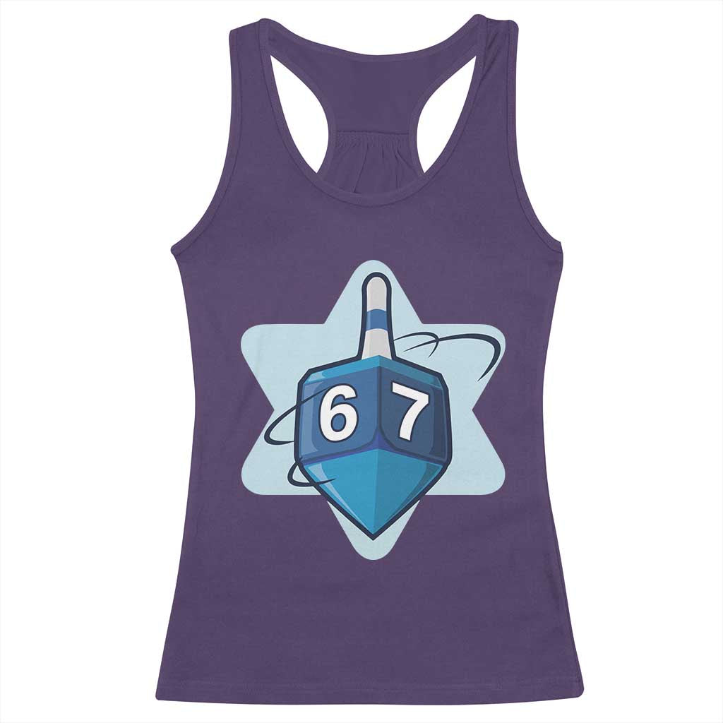 Funny Hanukkah 67 Racerback Tank Top Six Seven Meme Dreidel Star Of David TS11 Purple Print Your Wear