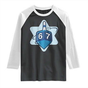 Funny Hanukkah 67 Raglan Shirt Six Seven Meme Dreidel Star Of David TS11 Black White Print Your Wear